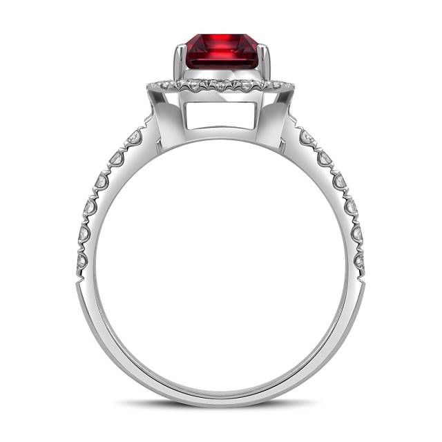 Кольцо из белого золота с бриллиантами и гранатом (052735)