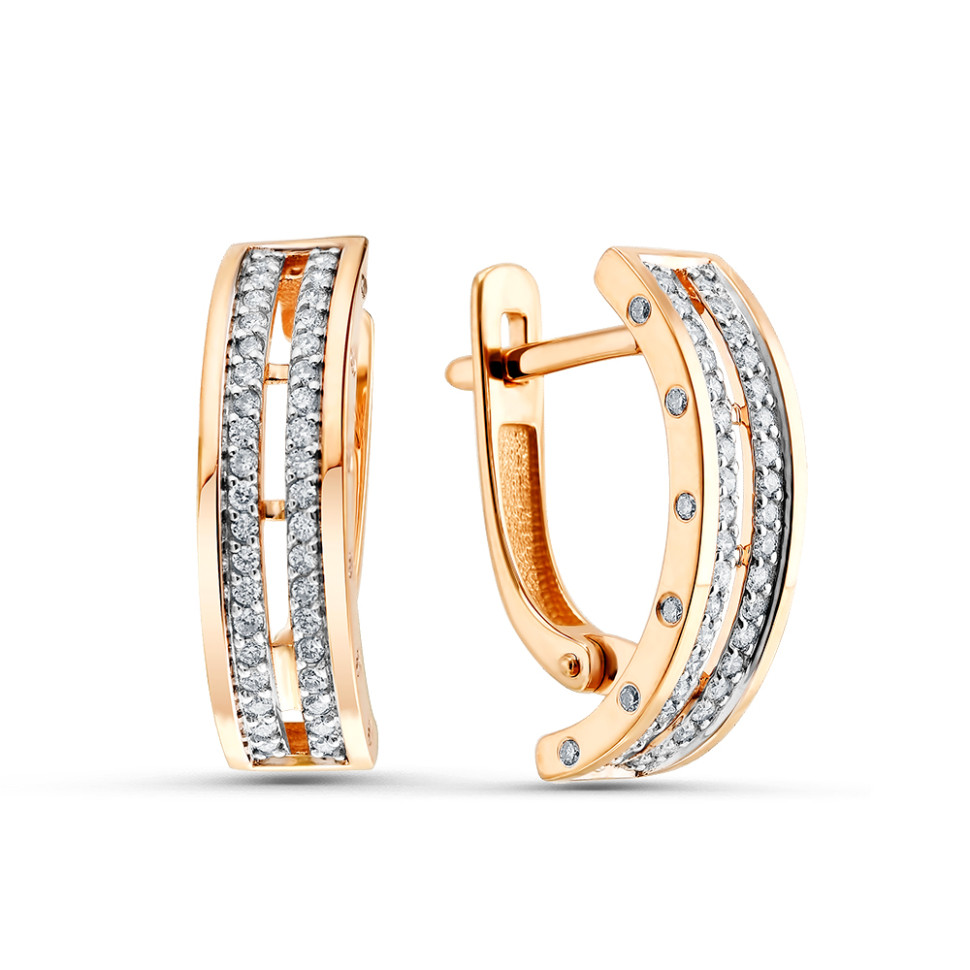 Серьги из красного золота с бриллиантами (052942)