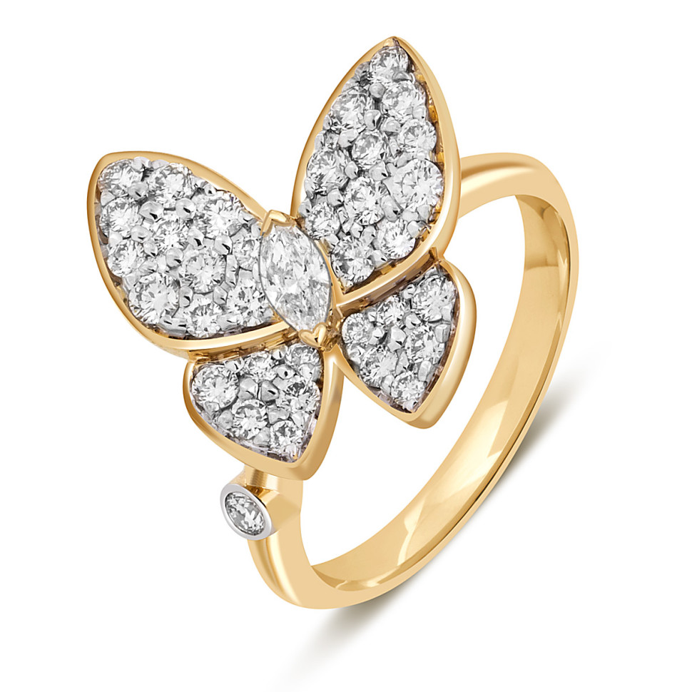 Кольцо из жёлтого золота с бриллиантами 