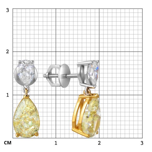 Серьги пусеты из комбинированного золота с бриллиантами (052384)