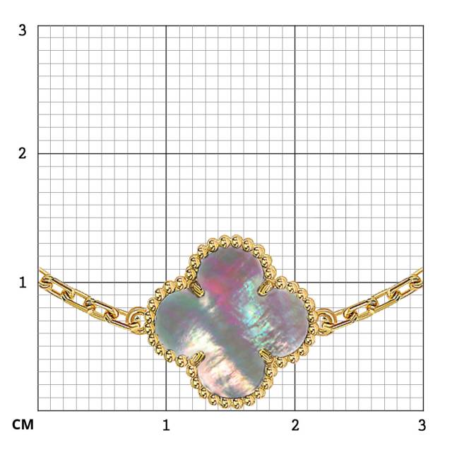 Колье двухстороннее из жёлтого золота с чёрнм и белым перламутром, 9 цветков (057755)