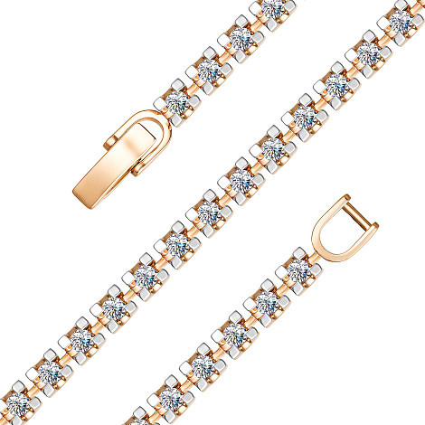 Браслет из красного золота с бриллиантами (053718)