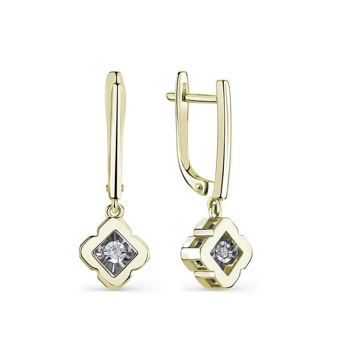 Серьги из жёлтого золота с бриллиантами (061039)