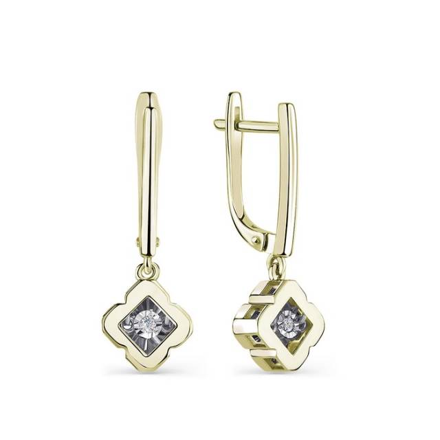 Серьги из жёлтого золота с бриллиантами (061039)