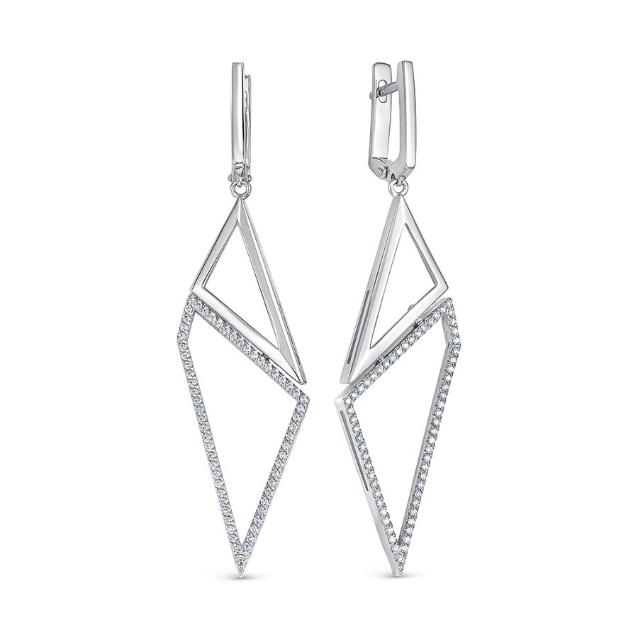 Серьги из белого золота с бриллиантами (049640)