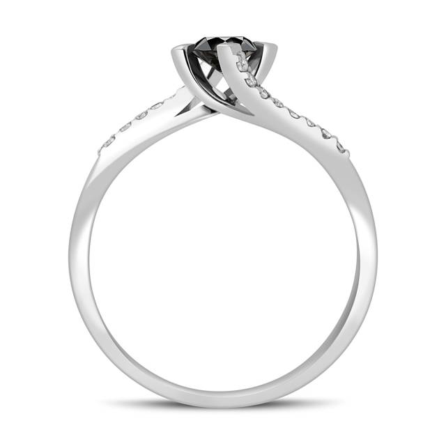 Помолвочное кольцо из белого золота с чёрным бриллиантом (045313)