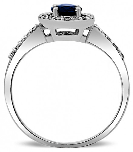 Кольцо из белого золота с бриллиантами и сапфиром 17.5