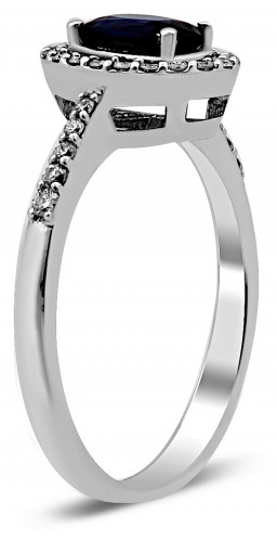 Кольцо из белого золота с бриллиантами и сапфиром 17.5