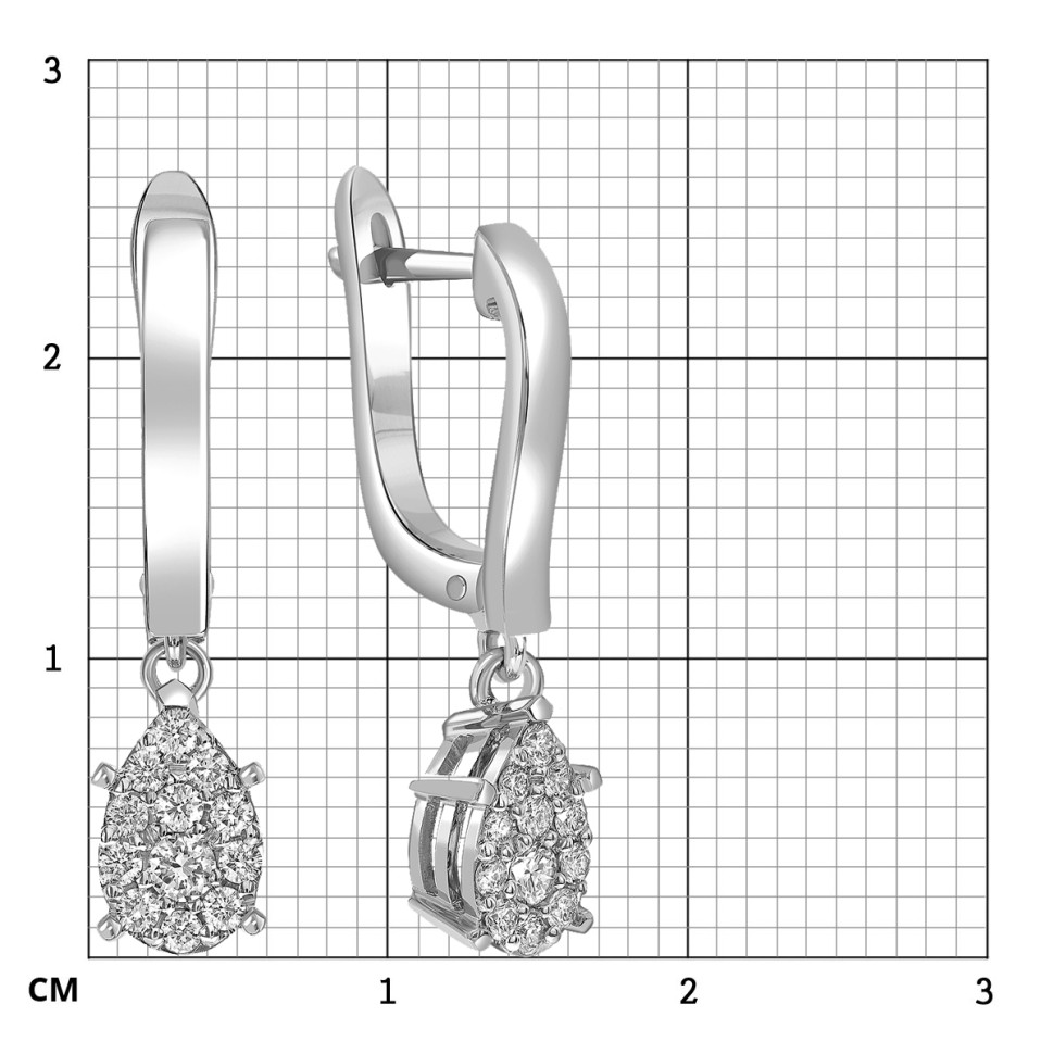 Серьги из белого золота с бриллиантами (039595)