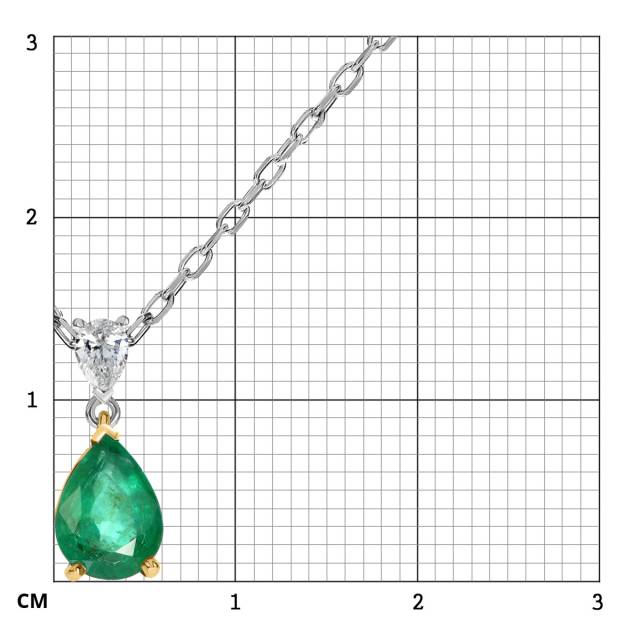 Колье из комбинированного золота с бриллиантом и изумрудом (062814)