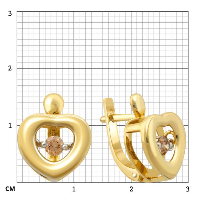 Серьги из жёлтого золота с "плавающими" бриллиантами (025787)