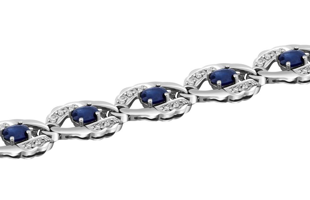 Браслет из белого золота с бриллиантами и сапфирами (017952)