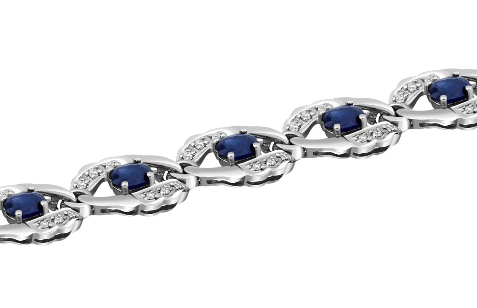 Браслет из белого золота с бриллиантами и сапфирами (017952)