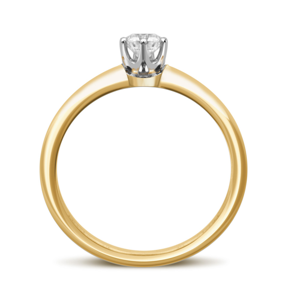 Помолвочное кольцо из комбинированного золота с бриллиантом (039567)