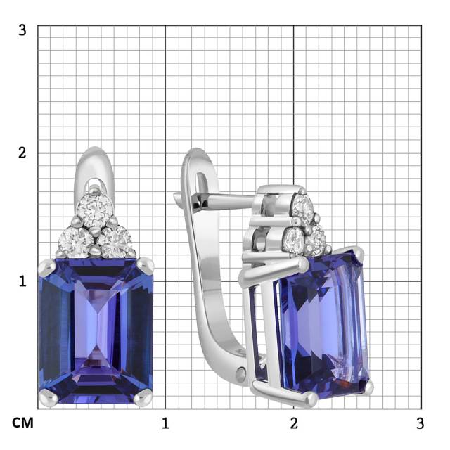 Серьги из белого золота с бриллиантами и танзанитами (059435)