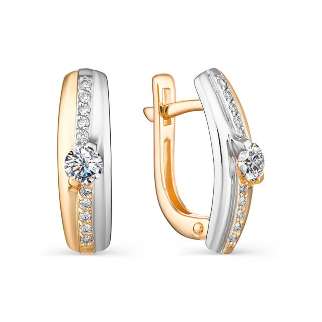 Серьги из комбинированного золота с бриллиантами (042603)