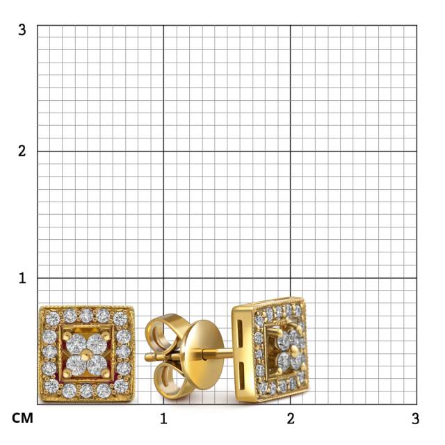 Серьги пусеты из жёлтого золота с бриллиантами (046901)