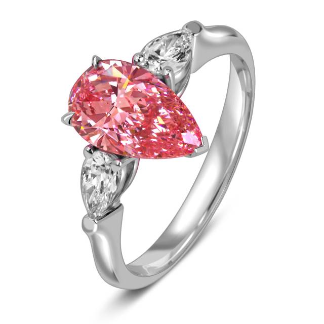Помолвочное кольцо из белого золота с розовым бриллиантом (060192)