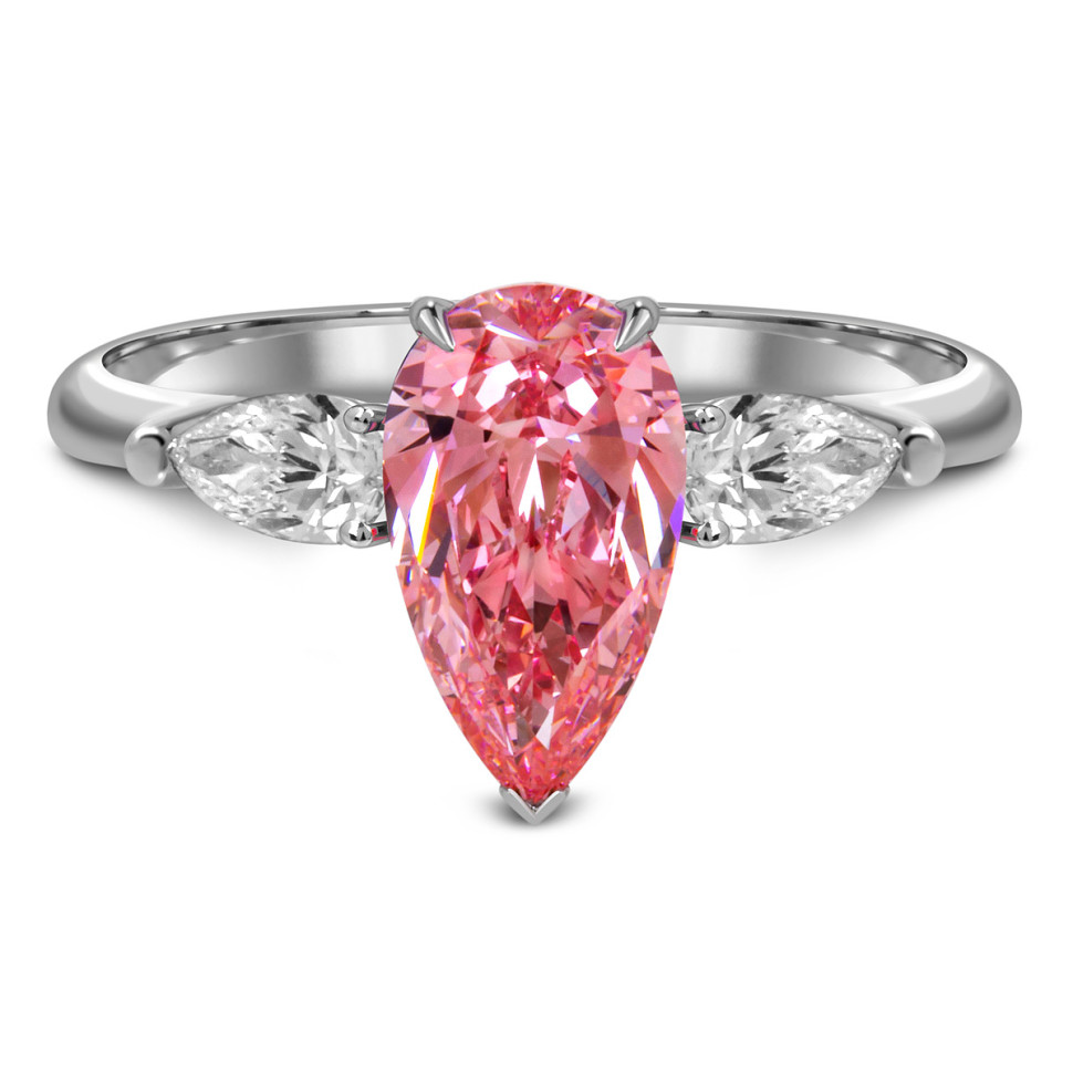 Помолвочное кольцо из белого золота с розовым бриллиантом (060192)