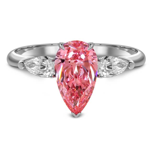 Помолвочное кольцо из белого золота с розовым бриллиантом (060192)