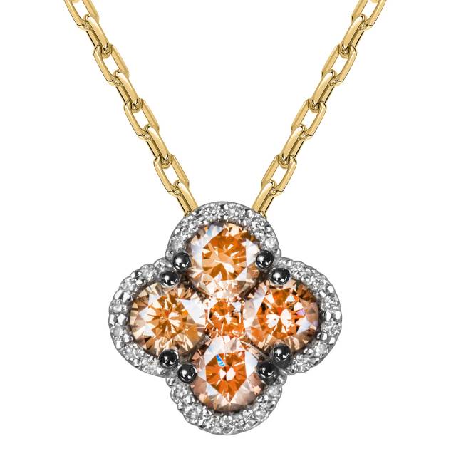 Колье из белого золота с коньячными бриллиантами (061263)