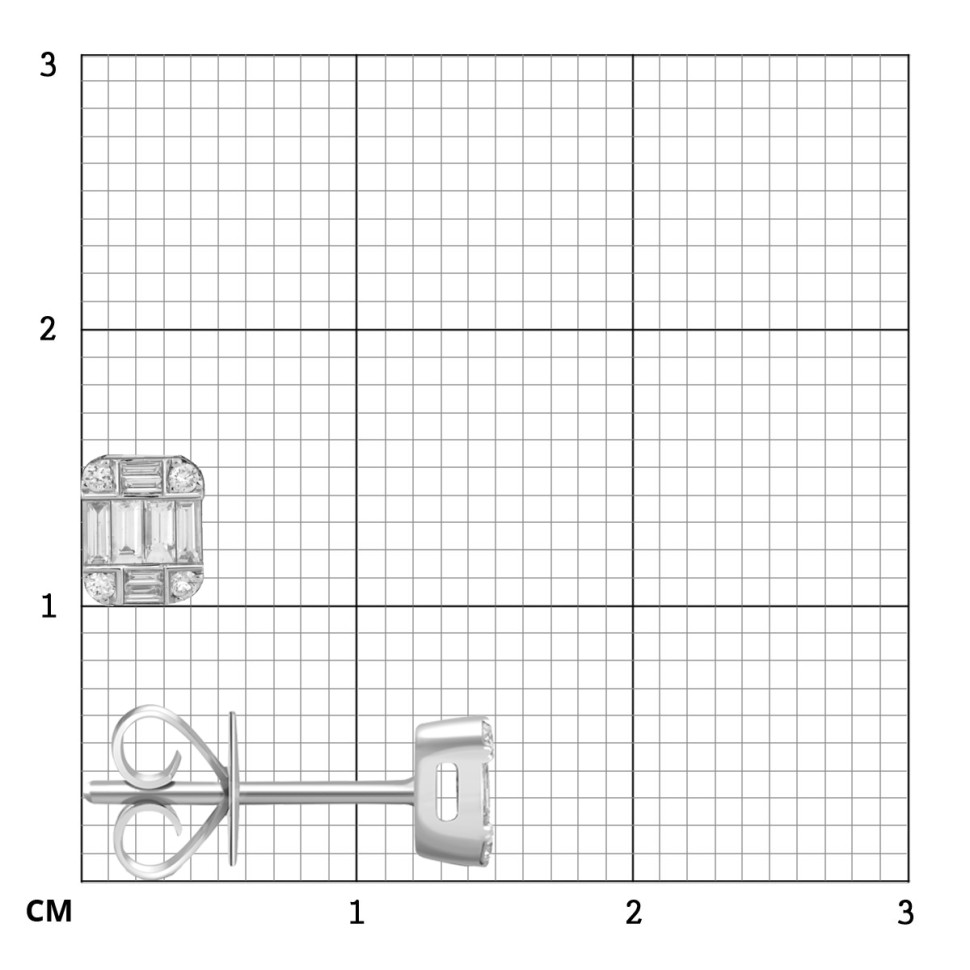 Серьги пусеты из белого золота с бриллиантами (054179)