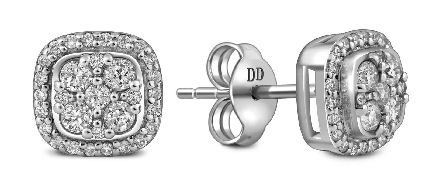 Серьги пусеты из белого золота с бриллиантами (057780)