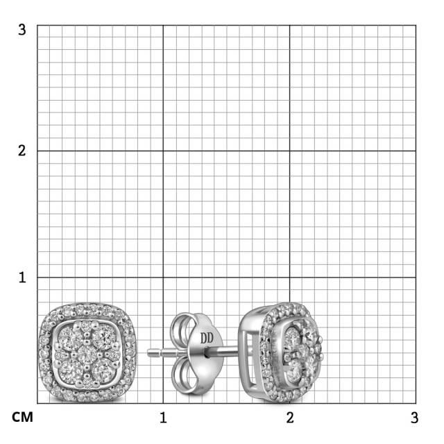 Серьги пусеты из белого золота с бриллиантами (057780)