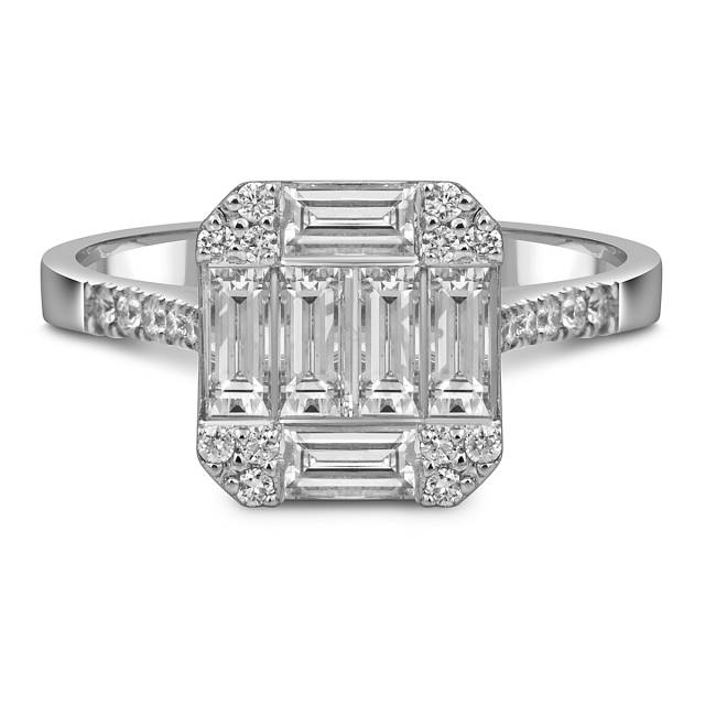 Кольцо из белого золота с бриллиантами (054402)