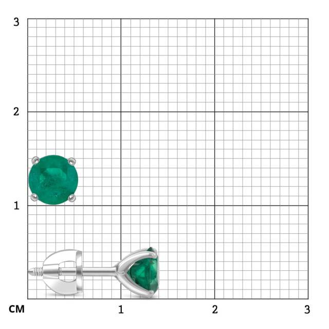 Серьги пусеты из белого золота с изумрудами (051710)