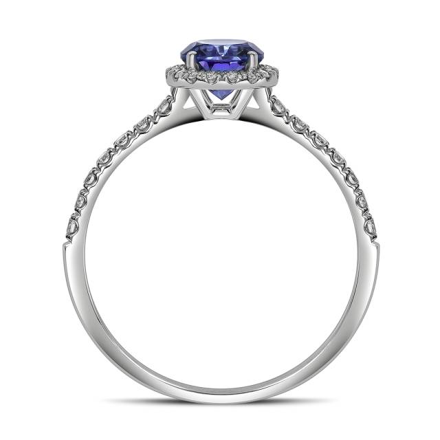 Кольцо из белого золота с бриллиантами и танзанитом (060611)