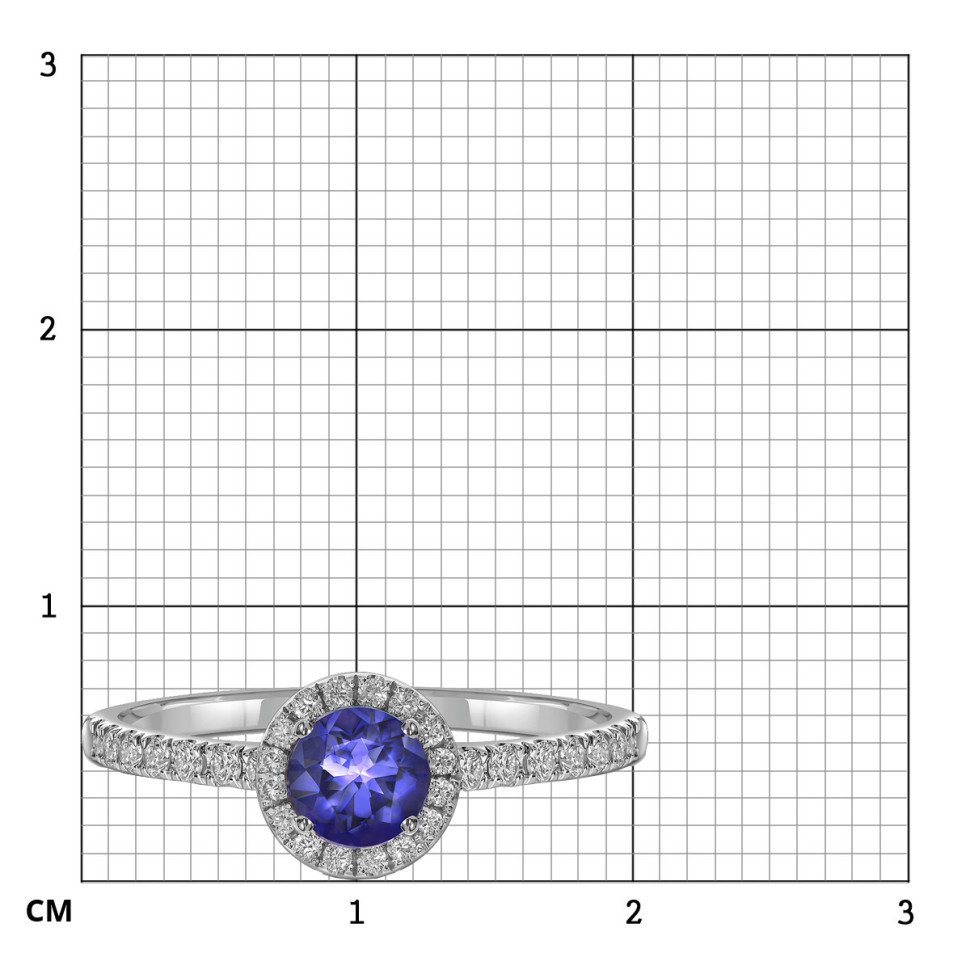 Кольцо из белого золота с бриллиантами и танзанитом (060611)