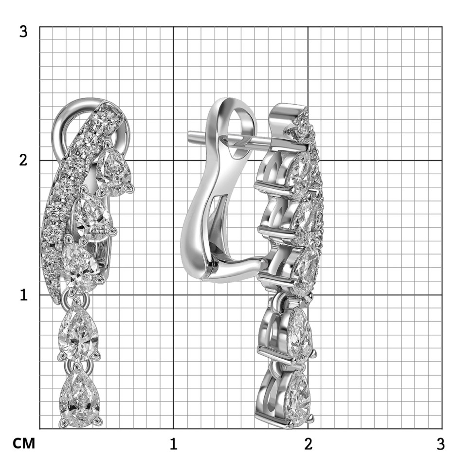 Серьги из белого золота с бриллиантами (063697)