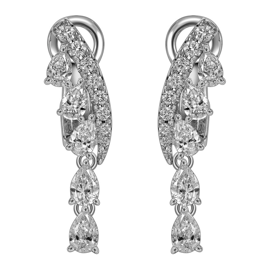 Серьги из белого золота с бриллиантами (063697)