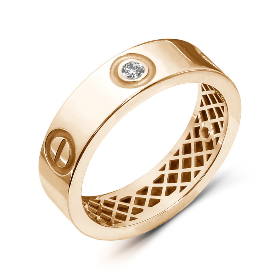 Кольцо из красного золота с бриллиантами (061710)