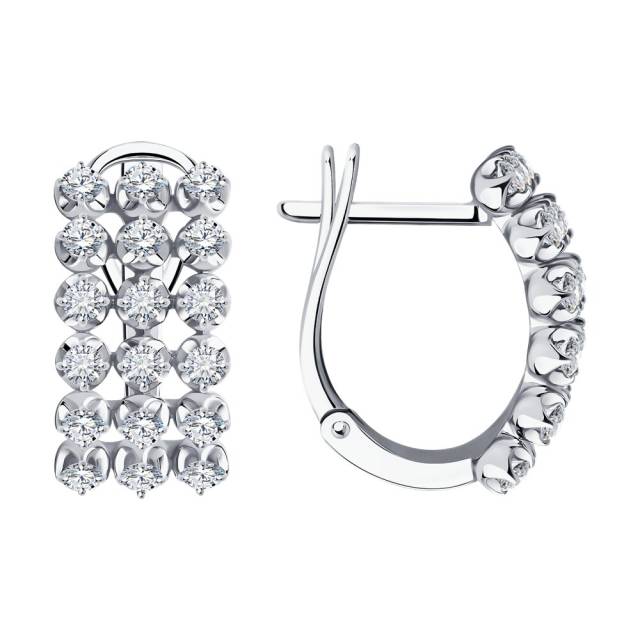 Серьги из белого золота с бриллиантами (052774)