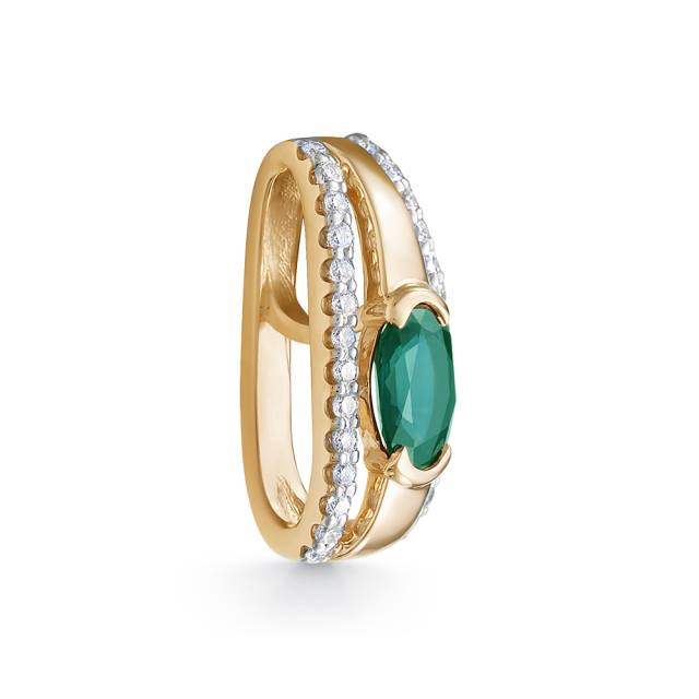 Кулон из красного золота с бриллиантами и изумрудом (053025)