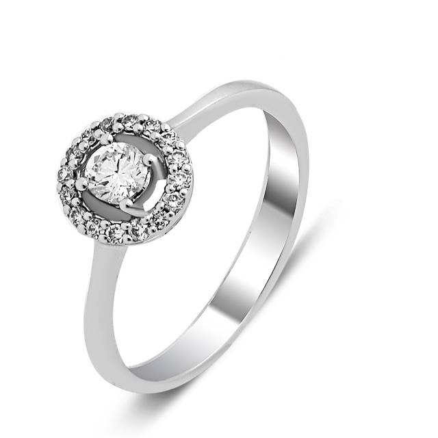 Помолвочное кольцо из белого золота с бриллиантами (027523)