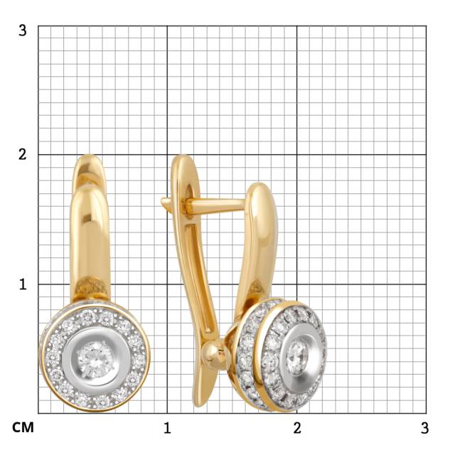 Серьги из комбинированного золота с бриллиантами (039669)