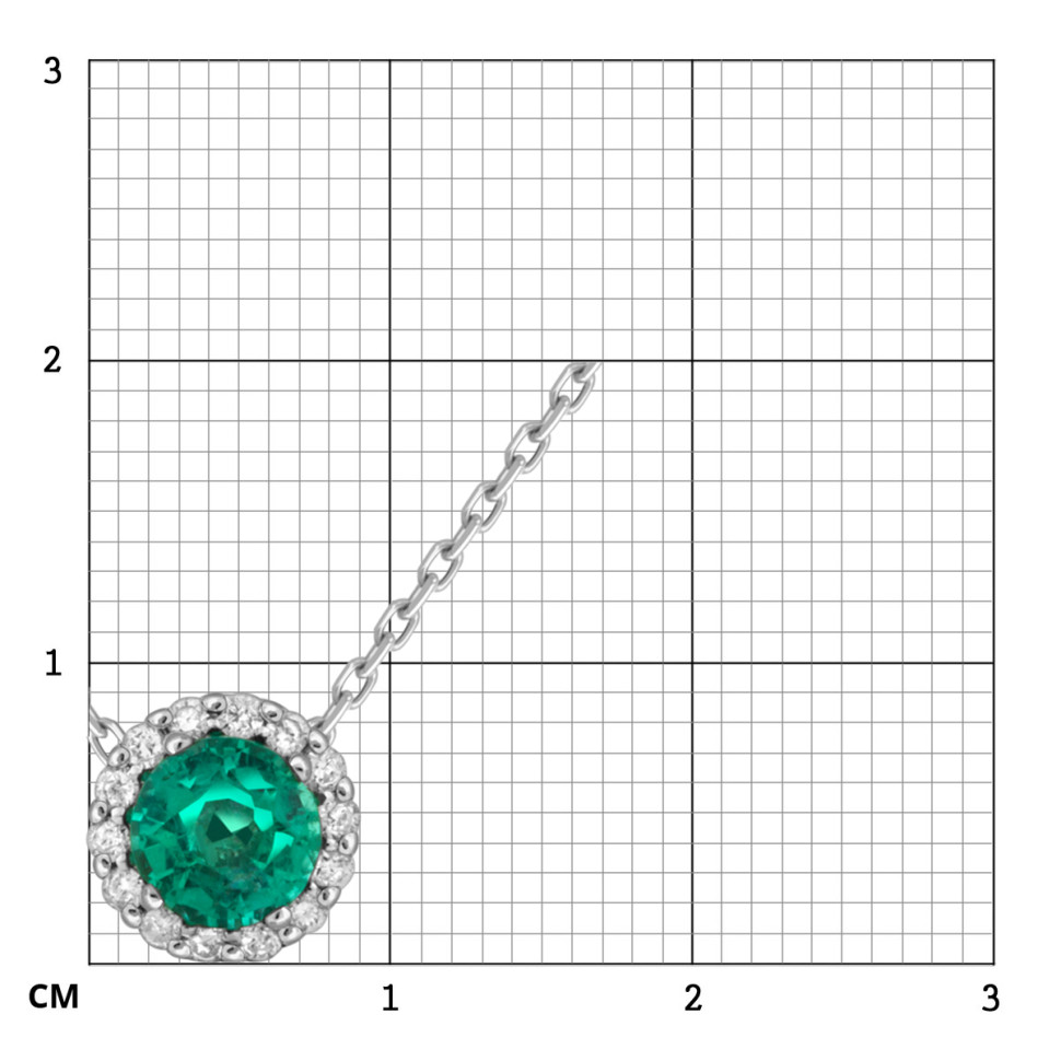 Колье из белого золота с бриллиантами и изумрудом (051700)