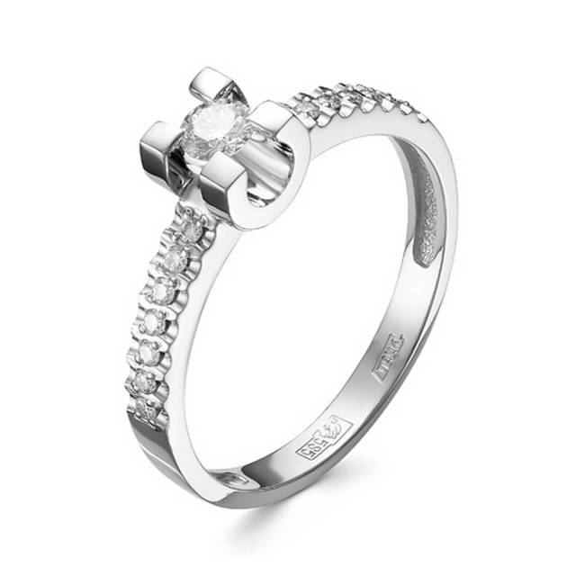 Помолвочное кольцо из белого золота с бриллиантами (043029)