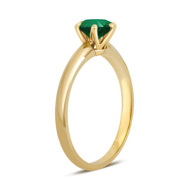 Помолвочное кольцо из жёлтого золота с изумрудом (046717)