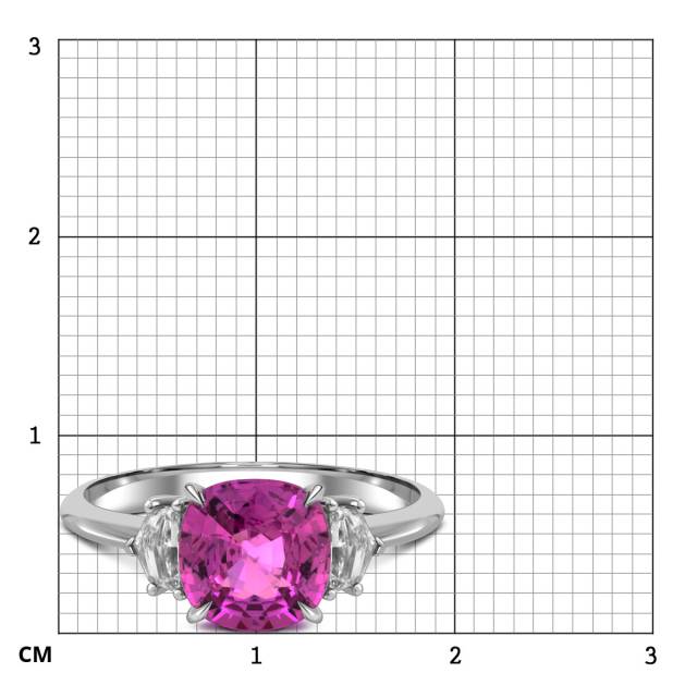 Кольцо из белого золота с бриллиантами и розовым сапфиром (060190)