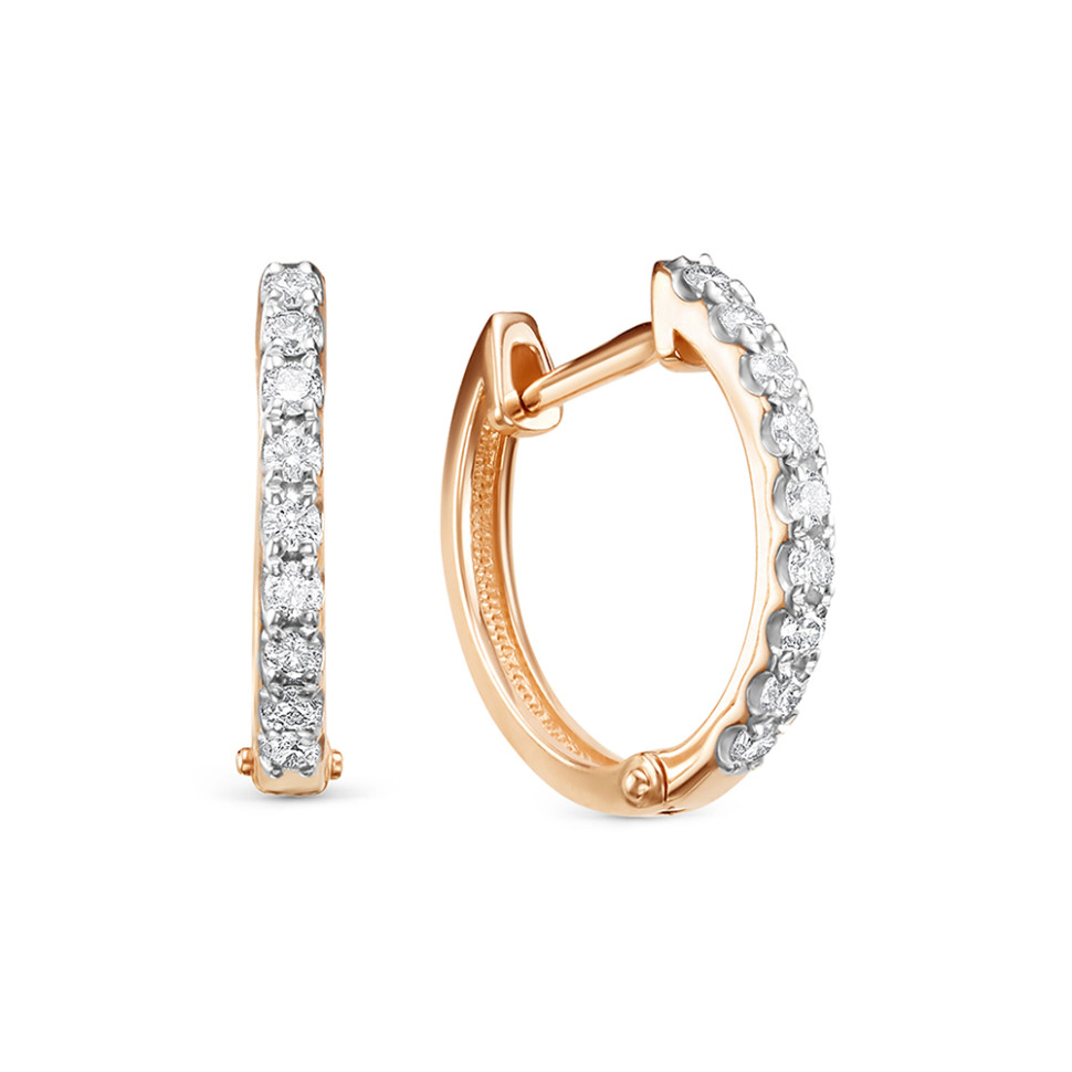 Серьги конго из красного золота с бриллиантами (055291)