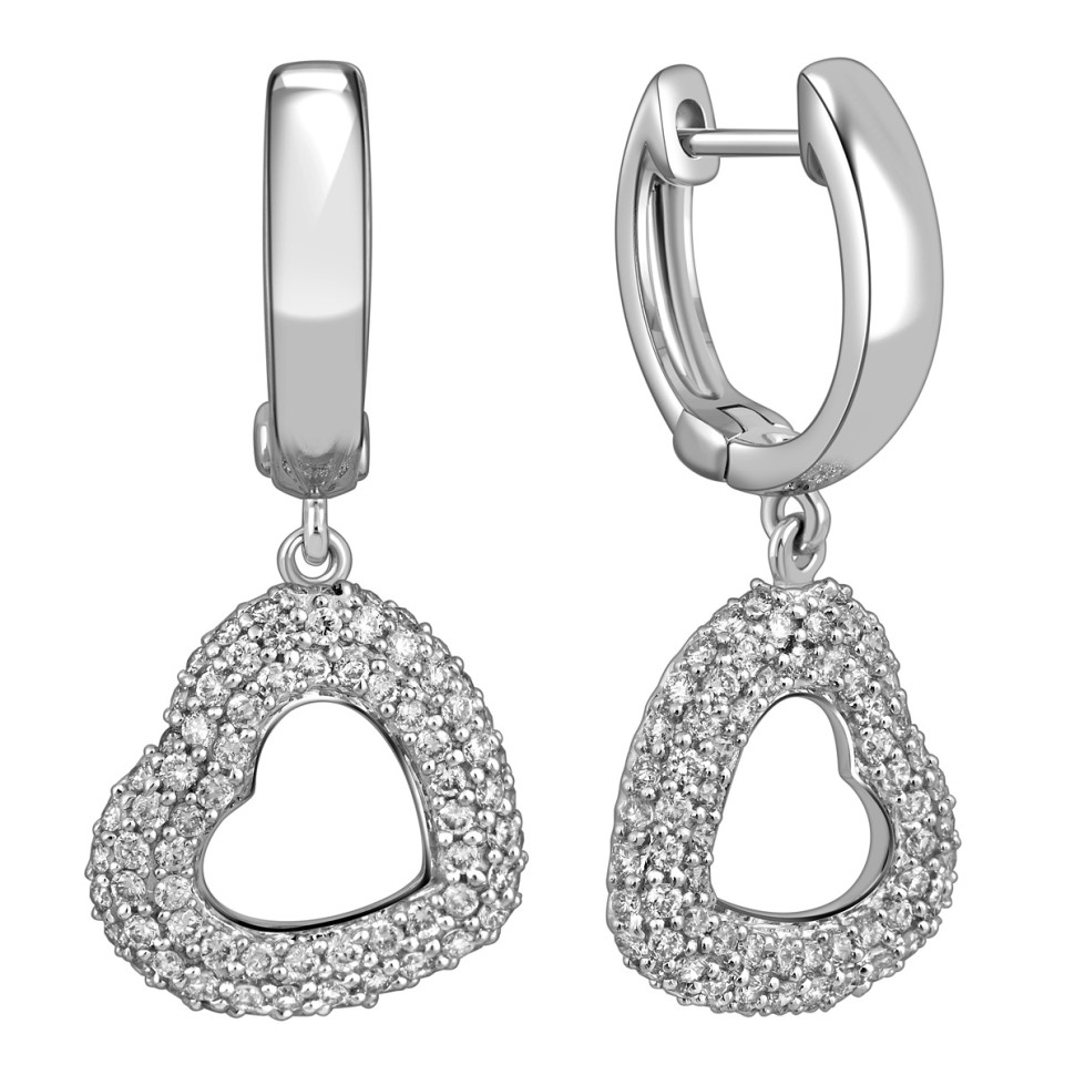 Серьги из белого золота с бриллиантами (018255)