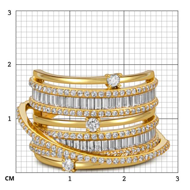 Кольцо из жёлтого золота с фианитами (057964)