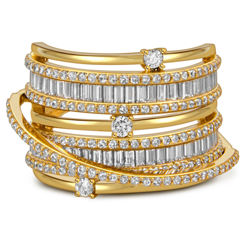 Кольцо из жёлтого золота с фианитами (057964)