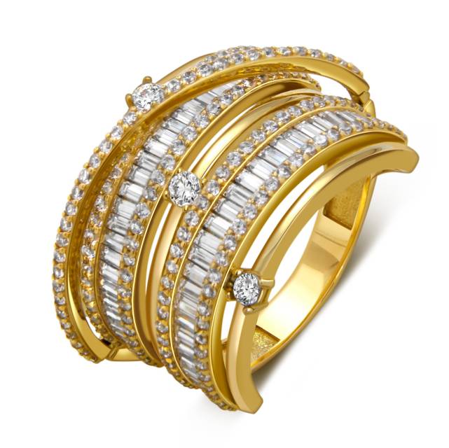 Кольцо из жёлтого золота с фианитами (057964)