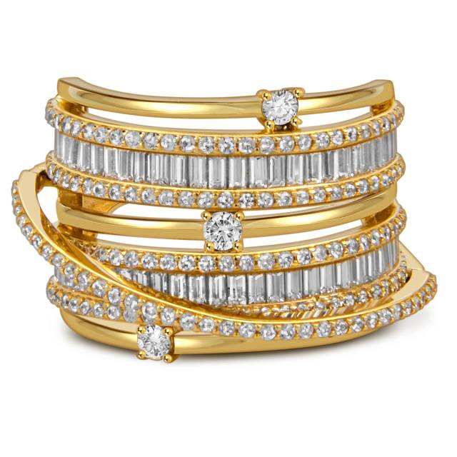 Кольцо из жёлтого золота с фианитами (057964)