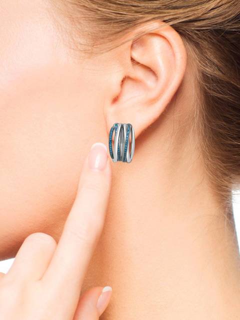 Серьги из белого золота с голубыми бриллиантами (059176)